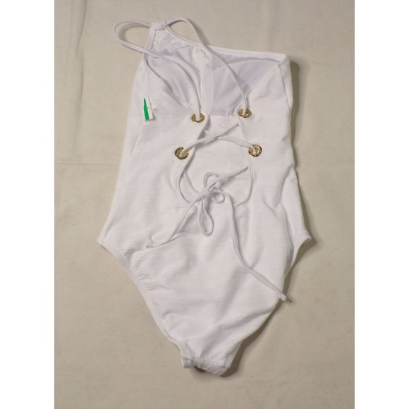 LA BLANCA Linea One-Shoulder Mio One Piece Swimsuit White 6 NEW - Picture 4 of 4